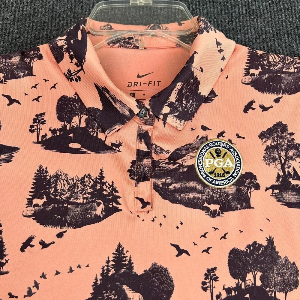 NIKE Golf Dri-Fit Women's Medium Shirt Sleeveless Polo Wildlife Country PGA Logo - Picture 2 of 12